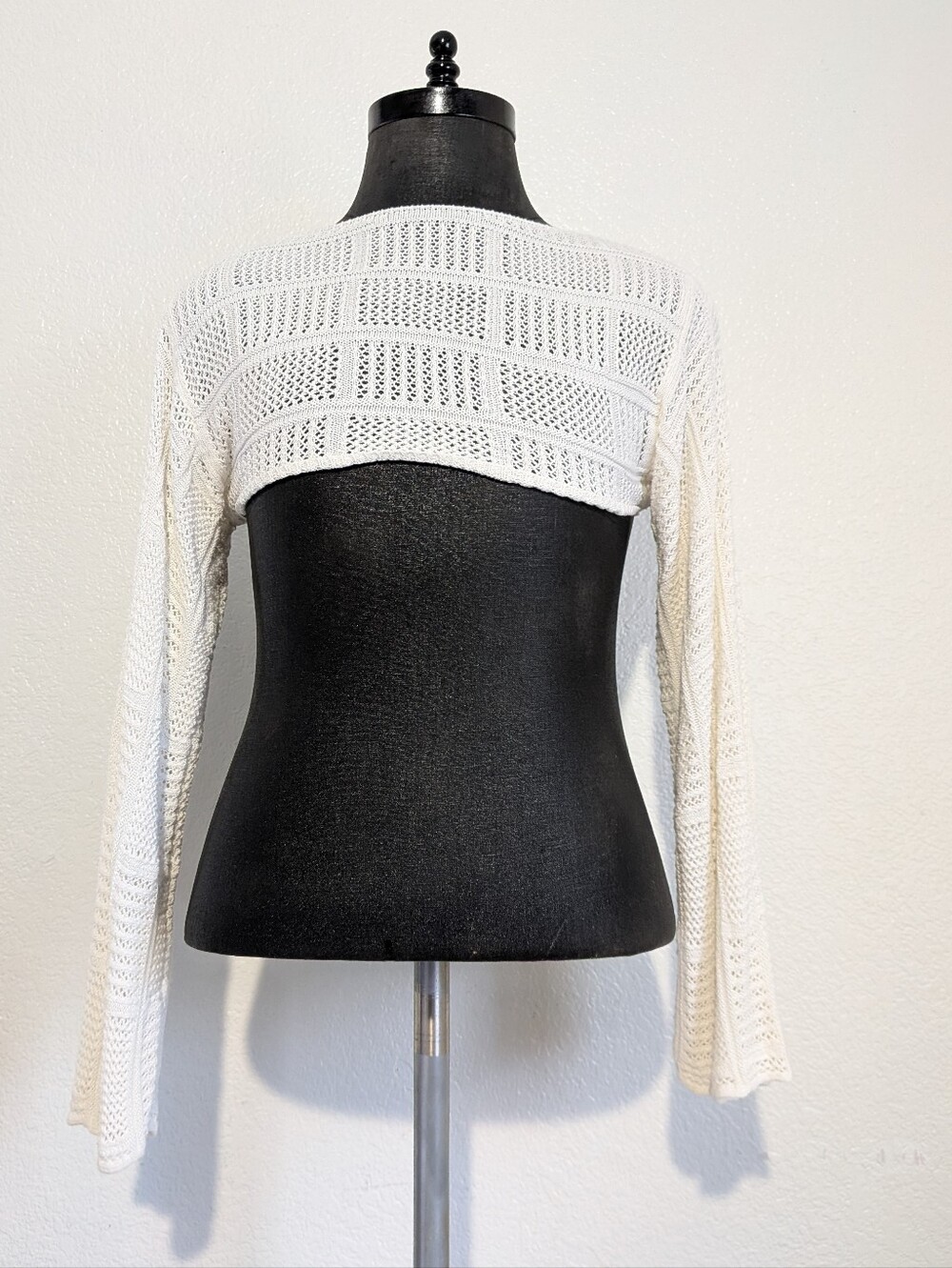 Source Unknown White Open-Knit Cropped Shrug